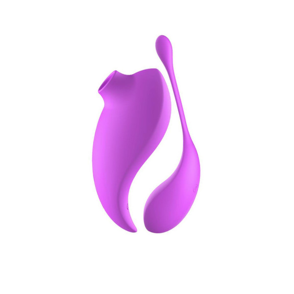 2en1 Stimulateur clitoridien à picots par aspiration avec son œuf vibrant à distance violet 